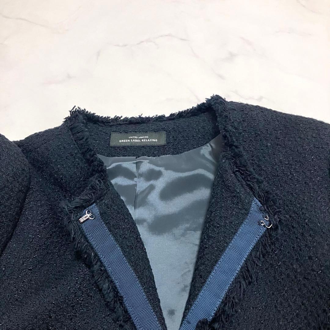 極美品　ツイードジャケット　金ボタン　ネイビー　M セレモニー