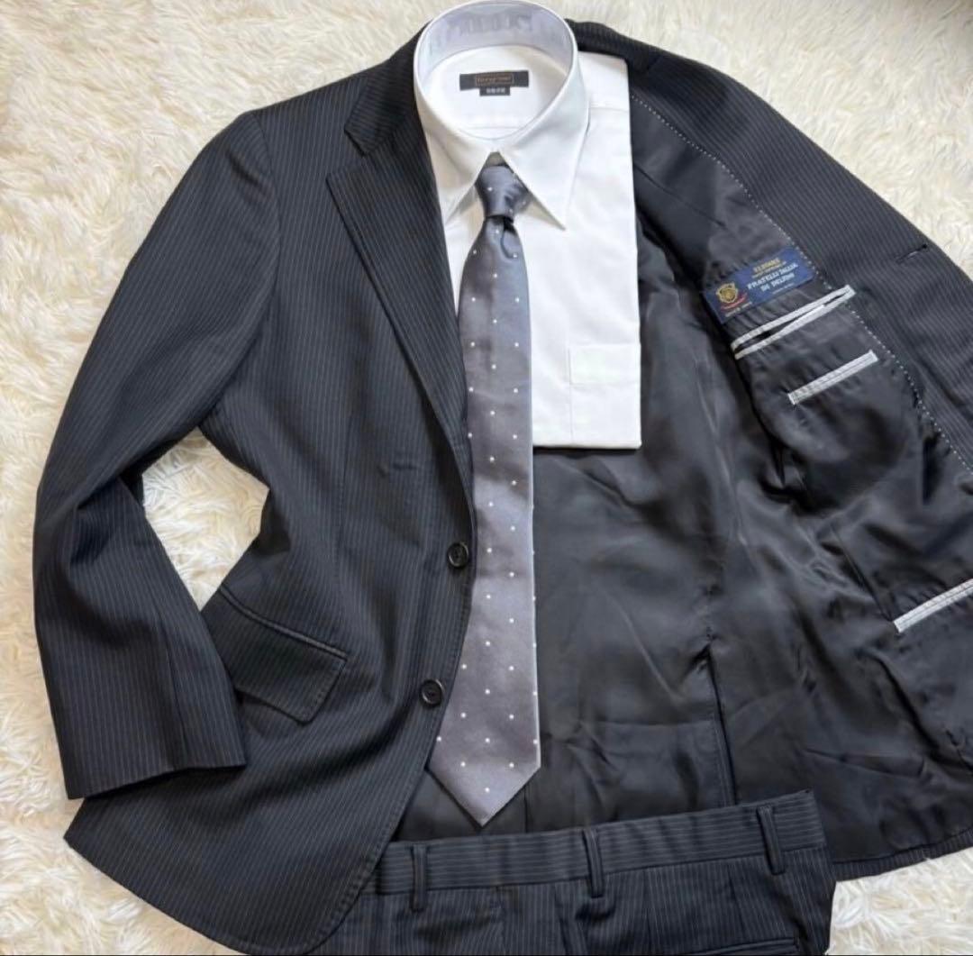 ポールスミス ダークグレー ストライプ ビジネススーツ