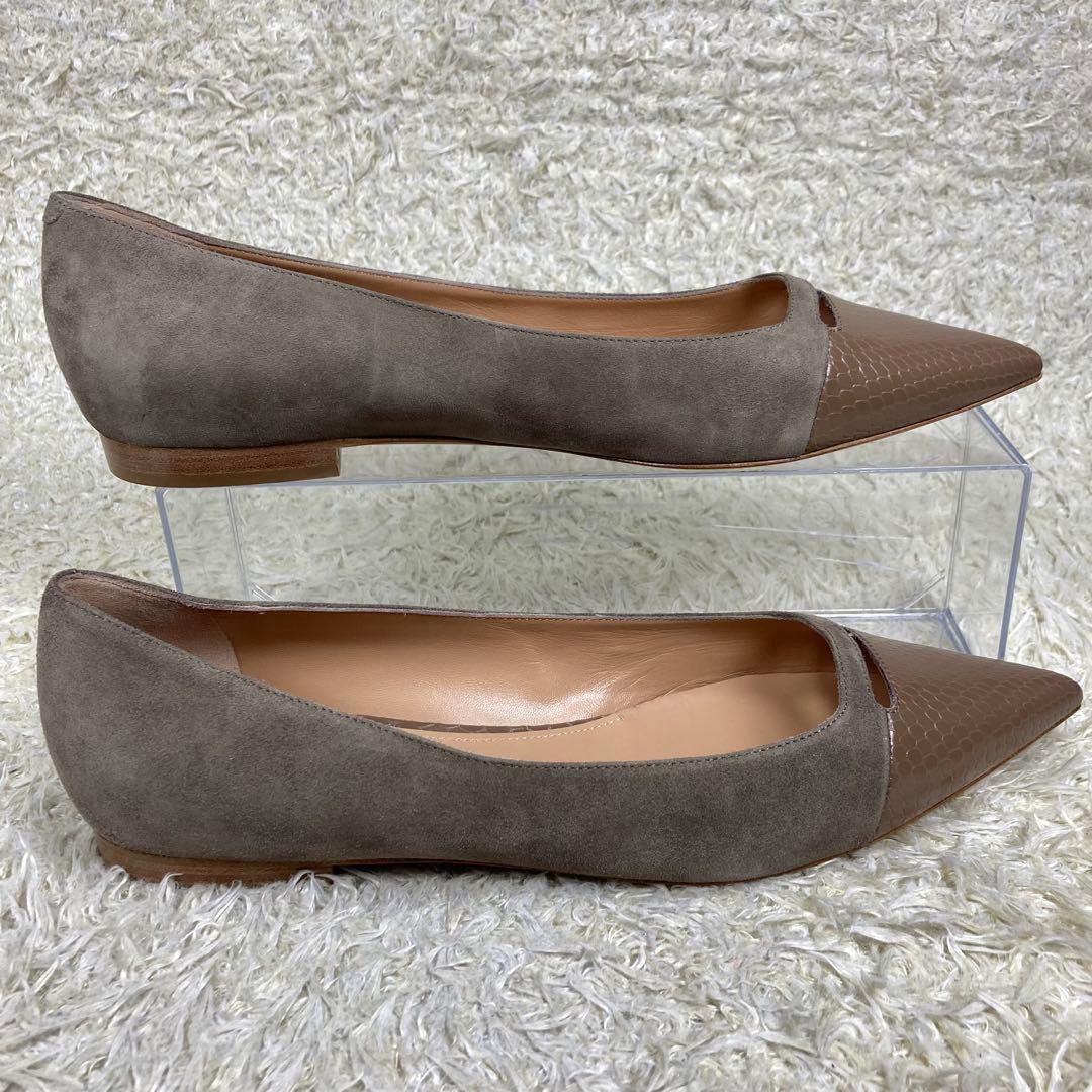 『未使用級』ペリーコ アネッリ フラットパンプス 型押し スエード　39