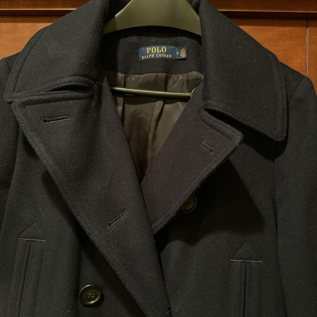 美品ポロラルフローレン　カシミヤ混ウールピーコート　ネイビー