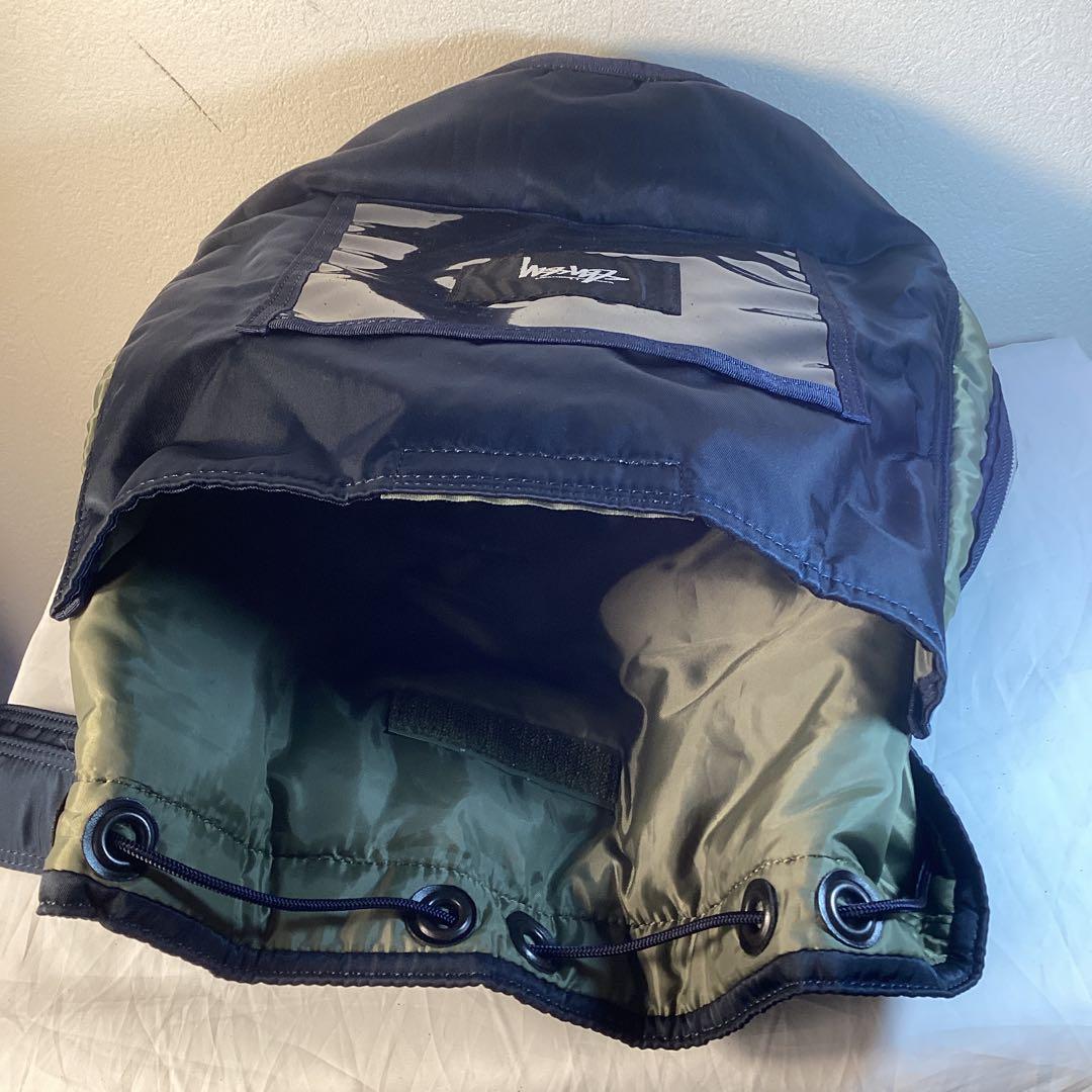 ポーター&ステューシーWネーム　アイアンブルーバケツ型2WY美品