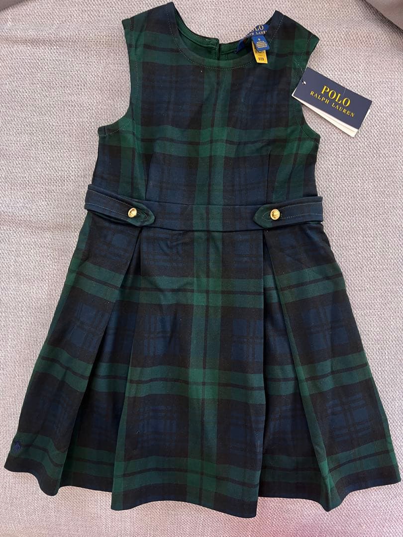 ラルフローレン　緑×黒　ノースリーブ チェック柄 ワンピース　サイズ120cm