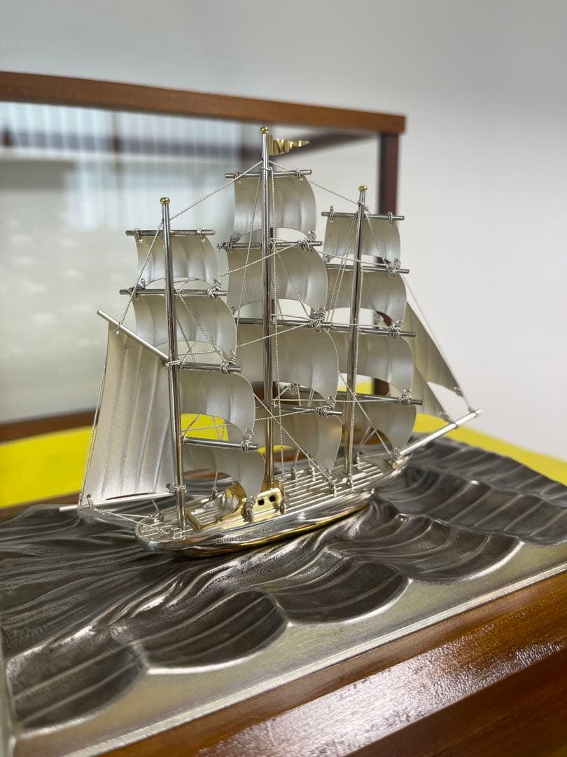【希少】銀製 武比古シルバーSILVER 銀船 大型帆船 クリッパー 置き物