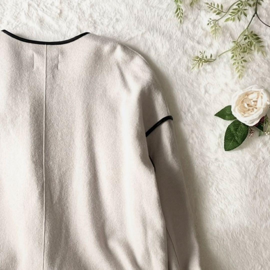 美品✨23区 コンプレストパイルショートアウター ウール ライトベージュ 38M