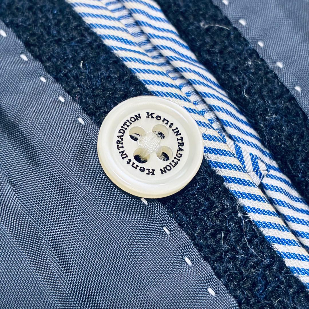 【美品】ケント　ハリスツイード　テーラードジャケット　ネイビー　銀ボタン　M