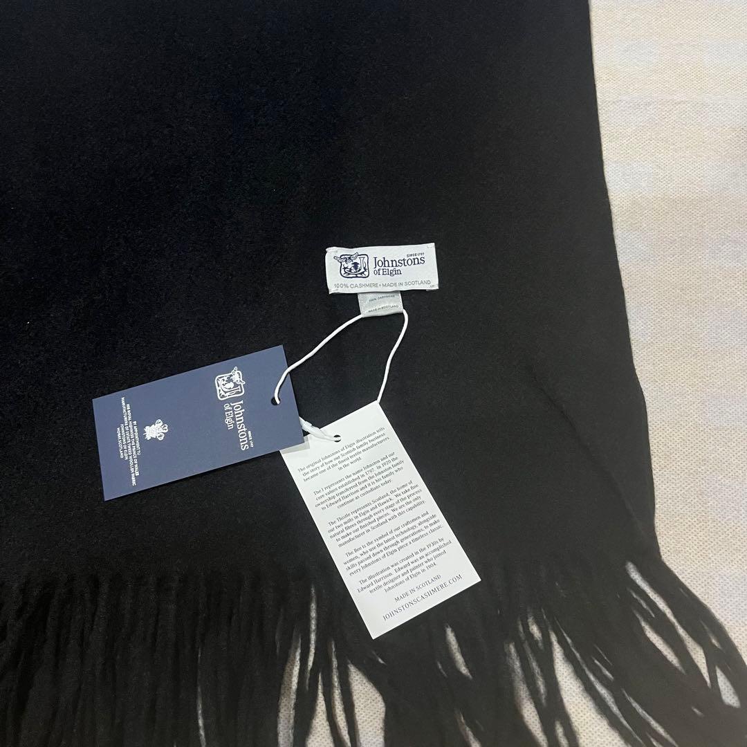 る*も様 美品 ジョンストンズ カシミヤ100％ 大判ストール ミッド ブラック