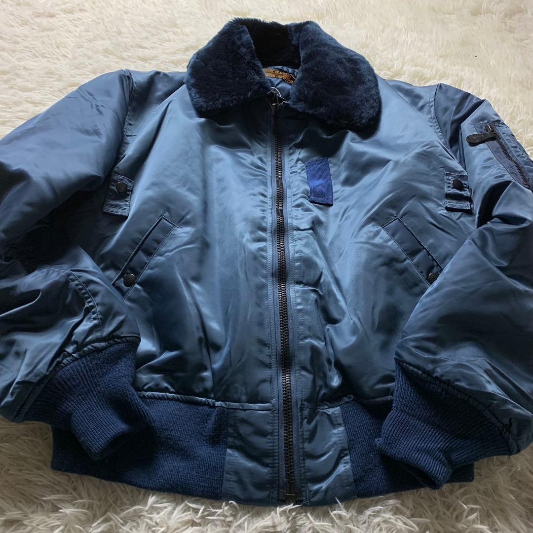 美品■ヴィンテージ フライトジャケット B-15C 襟ボア　ブルー 42