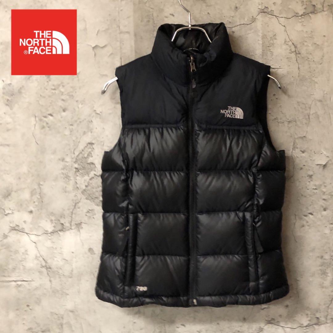 刺繍　700フィル　レディースS ヌプシ　黒 ザノースフェイス　ダウンベスト