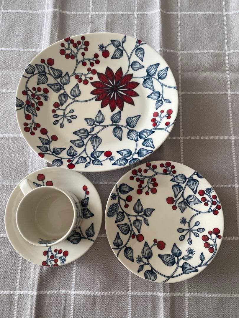 アラビア ルノ フロストベリー　オーバル、プレート、コーヒーカップ4種