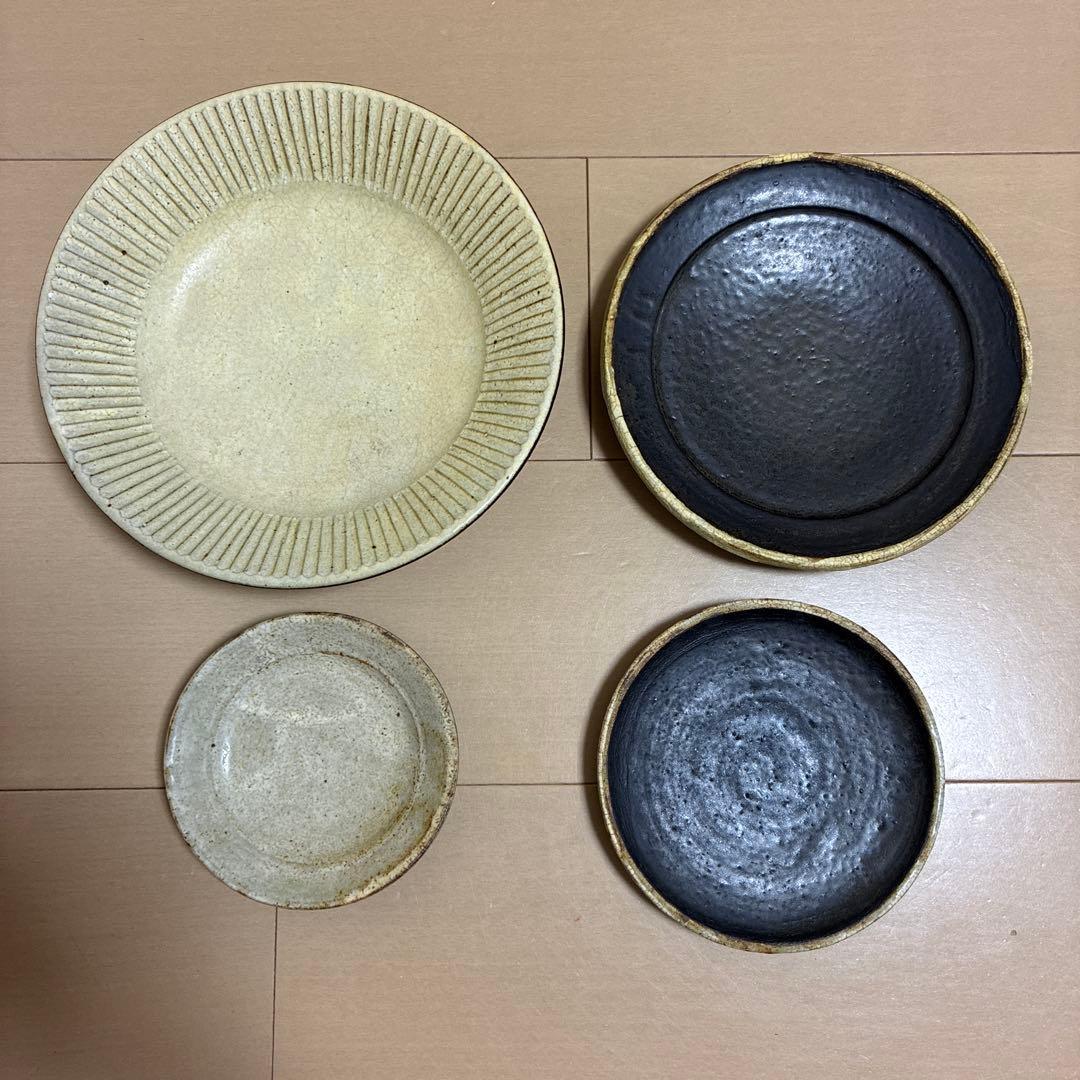 ⭐︎額賀章夫⭐︎セット①⭐︎新品未使用⭐︎プリーツ等皿4枚セット⭐︎笠間焼⭐︎