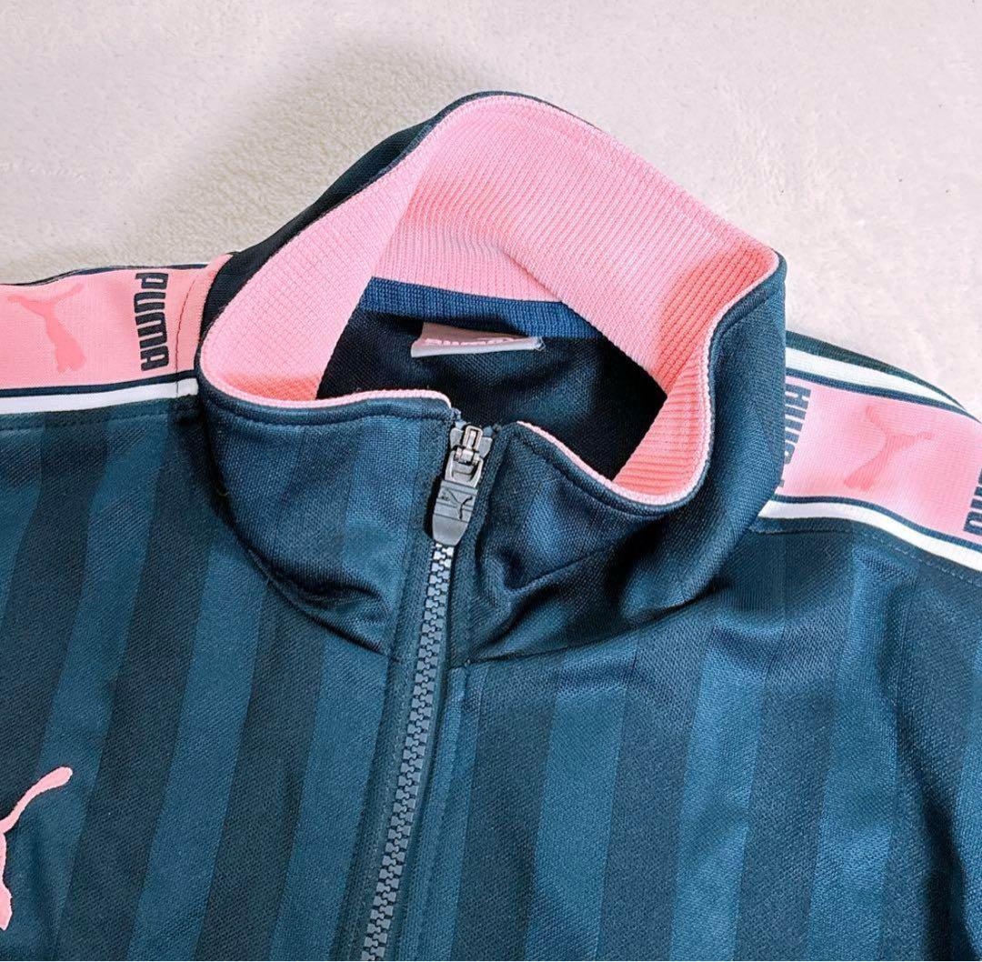 【PUMA】ジャージ　上下　スポーツウェア　ネイビー×ピンク　レディース L相当