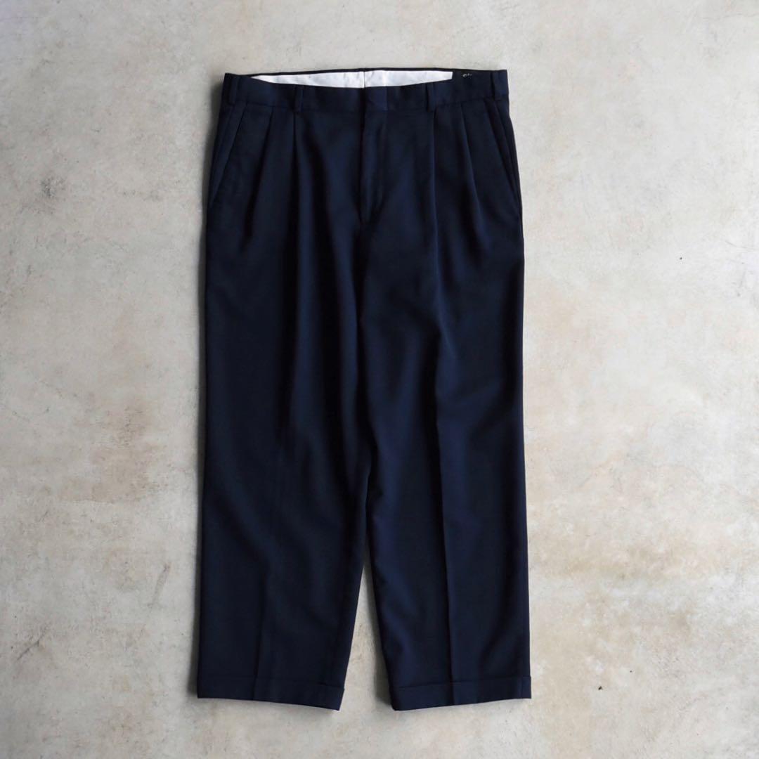 00s SLATESスレイツ ツータックスラックスネイビーW34L29ドッカーズ