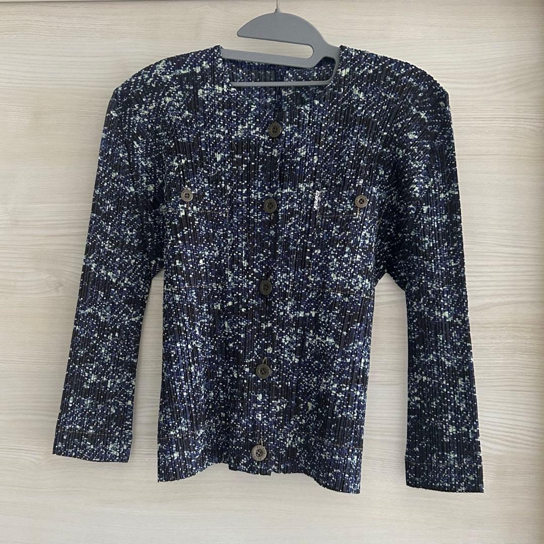 プリーツプリーズ　デニム　ジャケット　ブルー系　美品