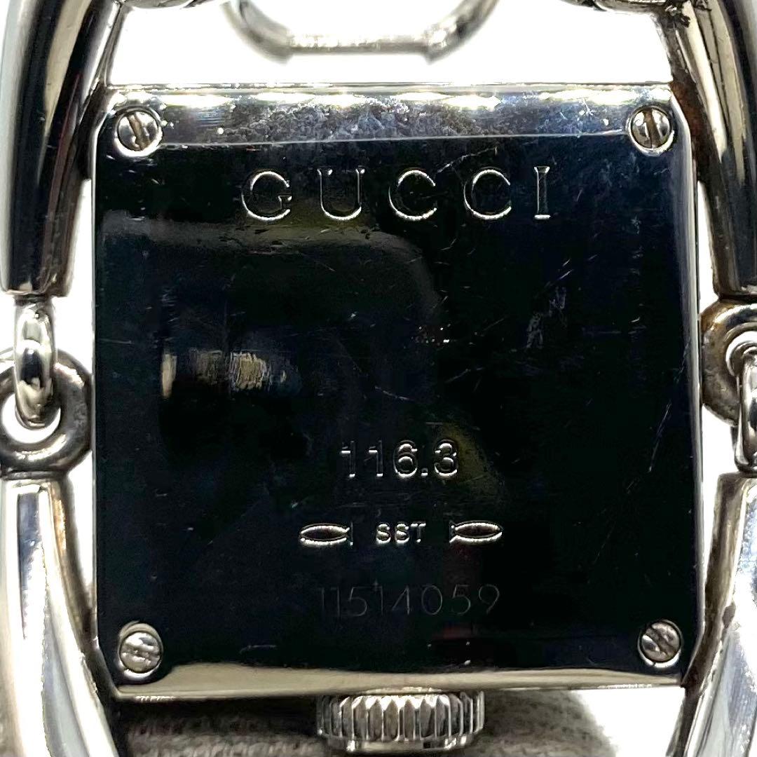 【稼働】 グッチ 腕時計 116.3 腕時計 シニョーリア QZ 青シェル文字盤