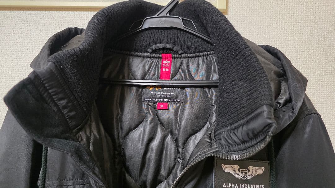 Alpha フーデットリブジャケット　黒