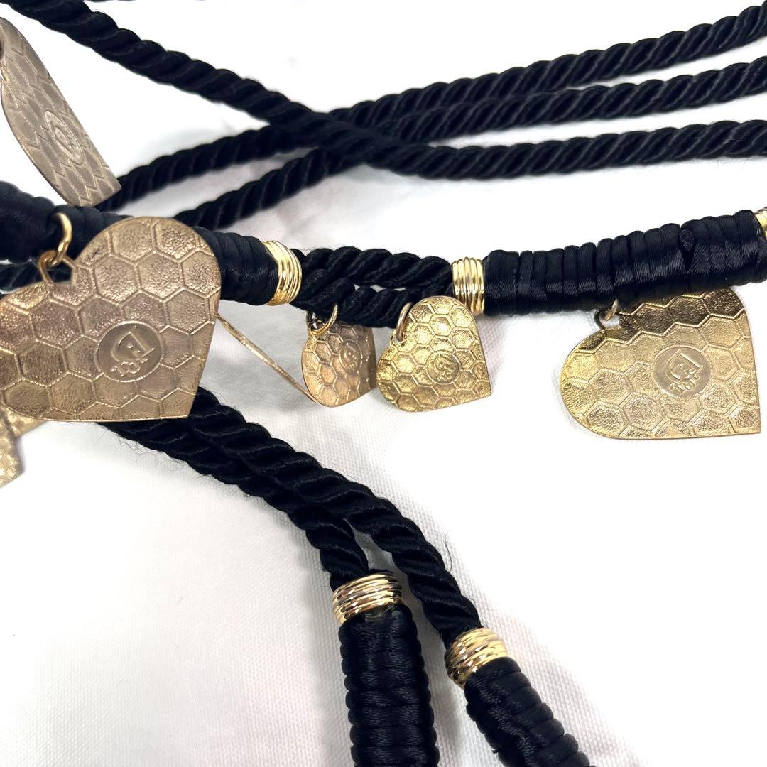 【希少】クリスチャンディオール　ロープベルト　ハート　ハニカム　ゴールド　ロゴ