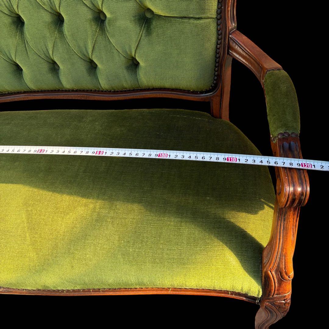 ❗️専用❣️美品】猫足　アンティークソファ　マホガニー　サロンチェア　グリーン