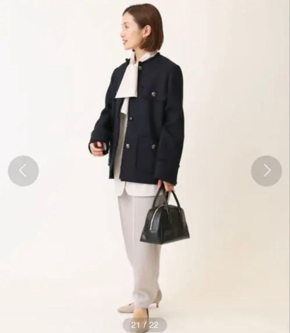 ＆NAVYノーカラーツィード ジャケット　イエナ