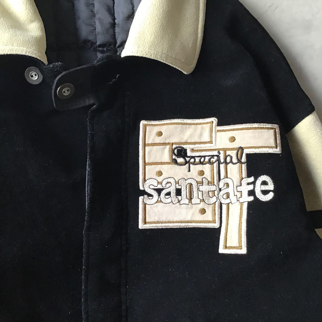 santafe サンタフェ スタジャン　ブラック　黒　中わた　胸ロゴ　刺繍