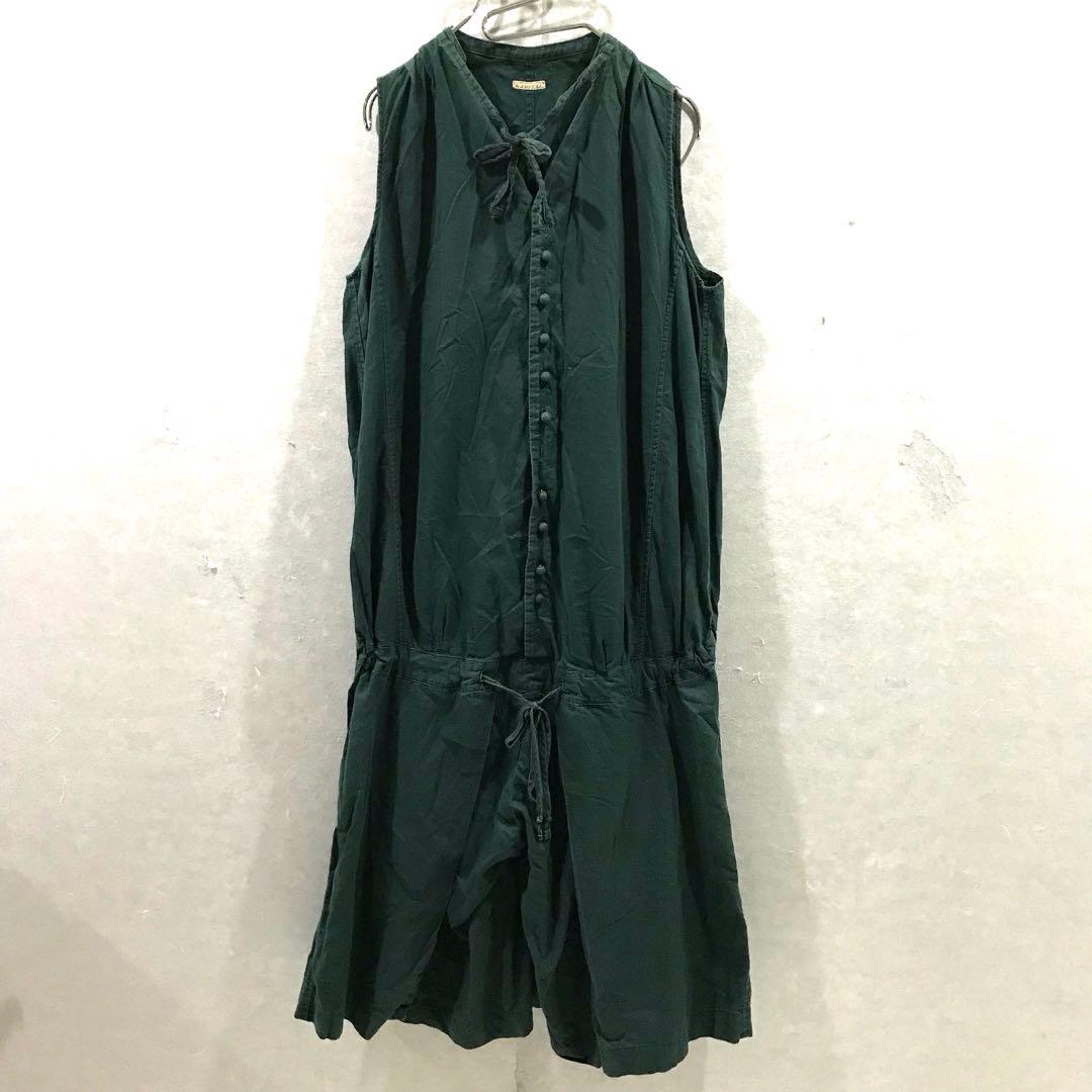 KAPITAL キャピタル ノースリーブ オールインワン ワイド 緑 XS