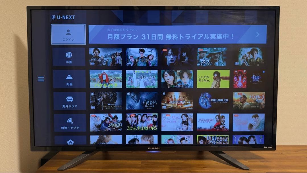 500GBハードディスク フナイ 43インチ 4K対応テレビ
