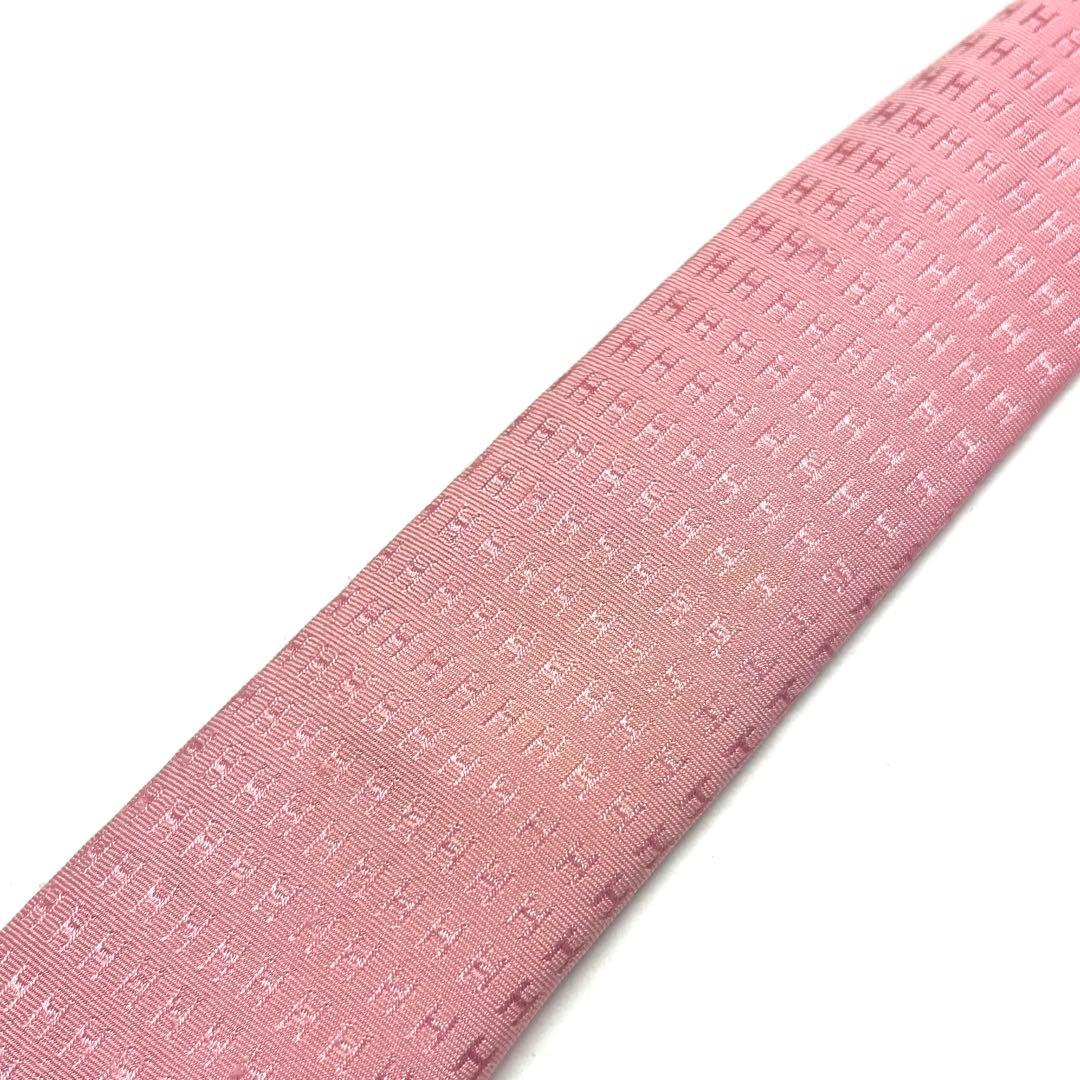 【王道✨】エルメス ネクタイ ピンク ファソネ H柄 総柄 最高級シルク