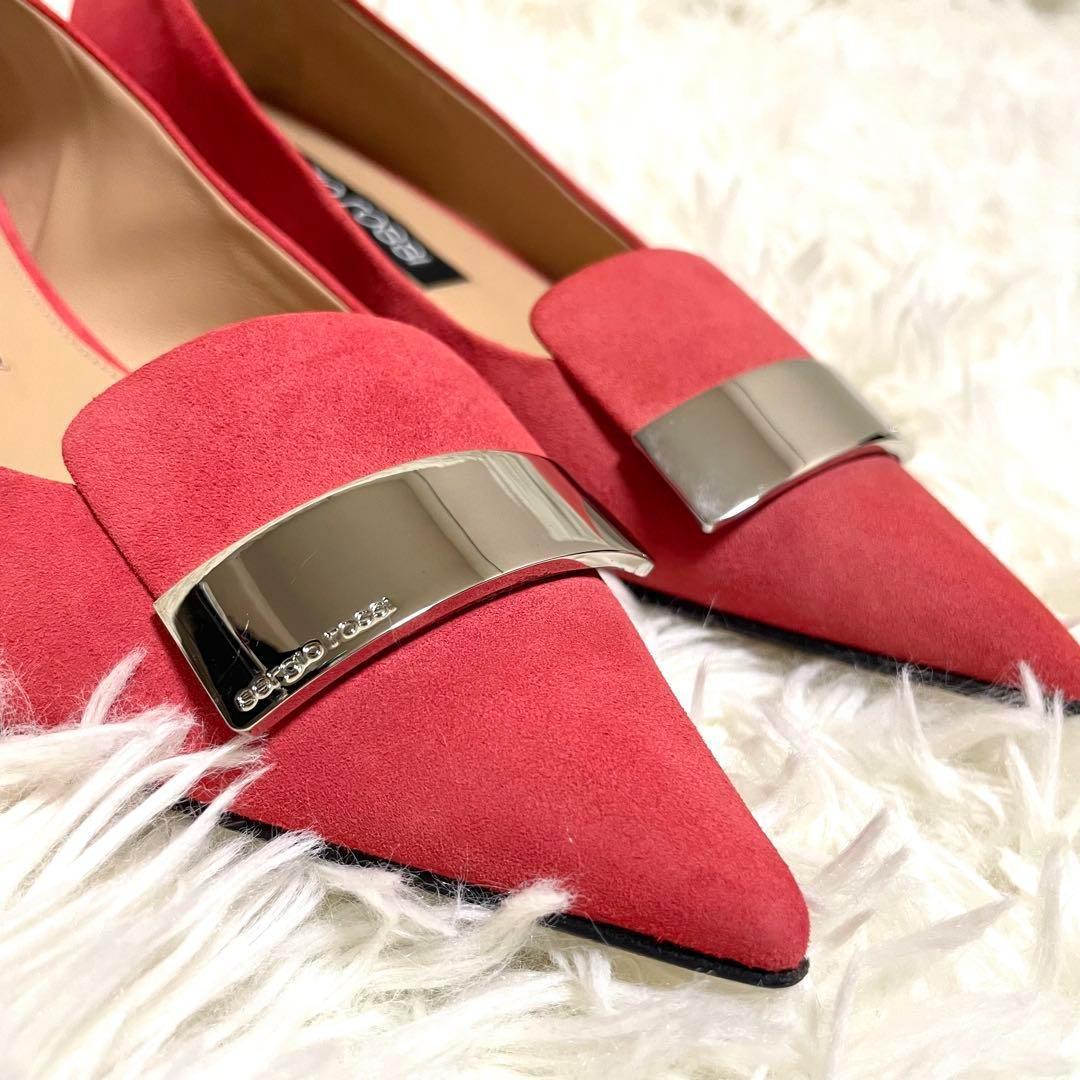 ✨極美品✨セルジオロッシ SR1 フラット パンプス スエード プレート