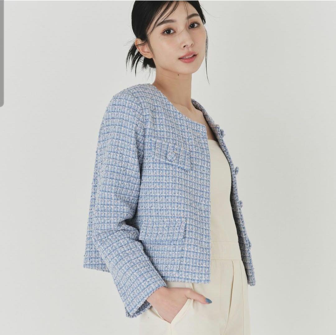 BLUE×PALANG TWEED BOLD JACKET ペールブルー