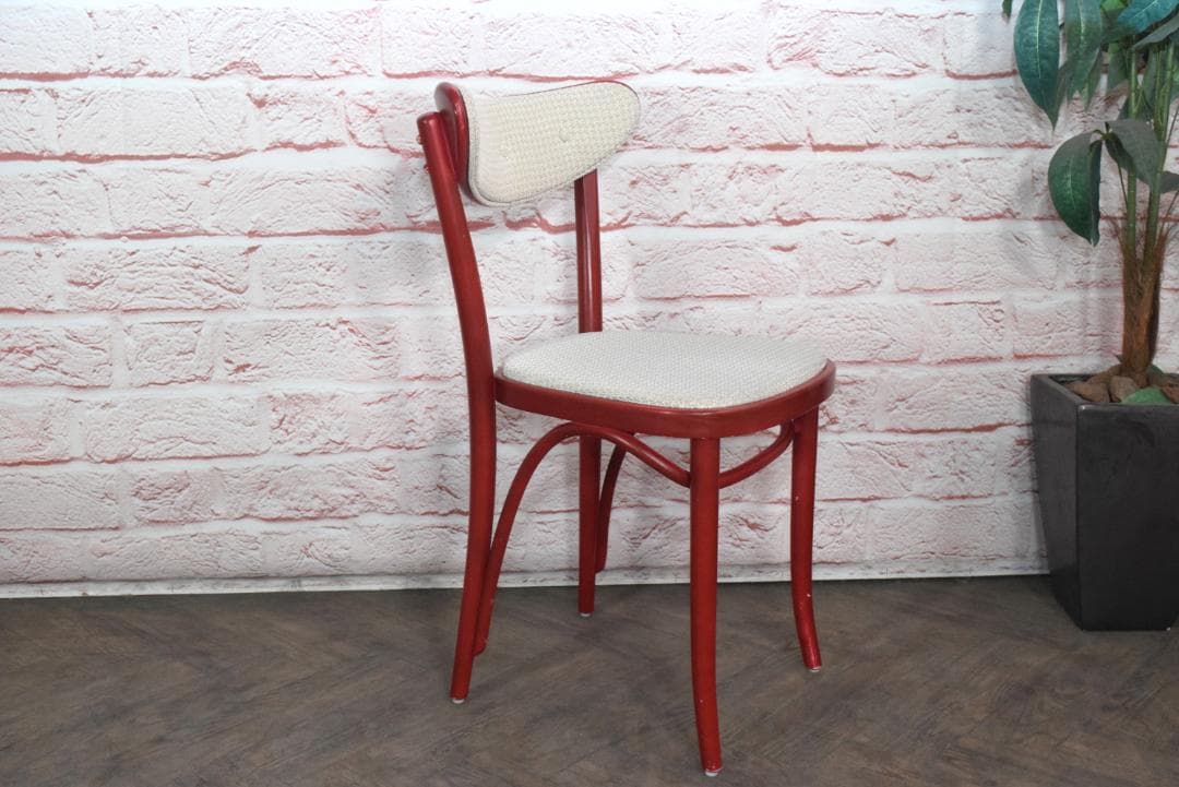 2脚　TON/トン バナナチェア ファブリック付き ダイニングチェア　レッド　B