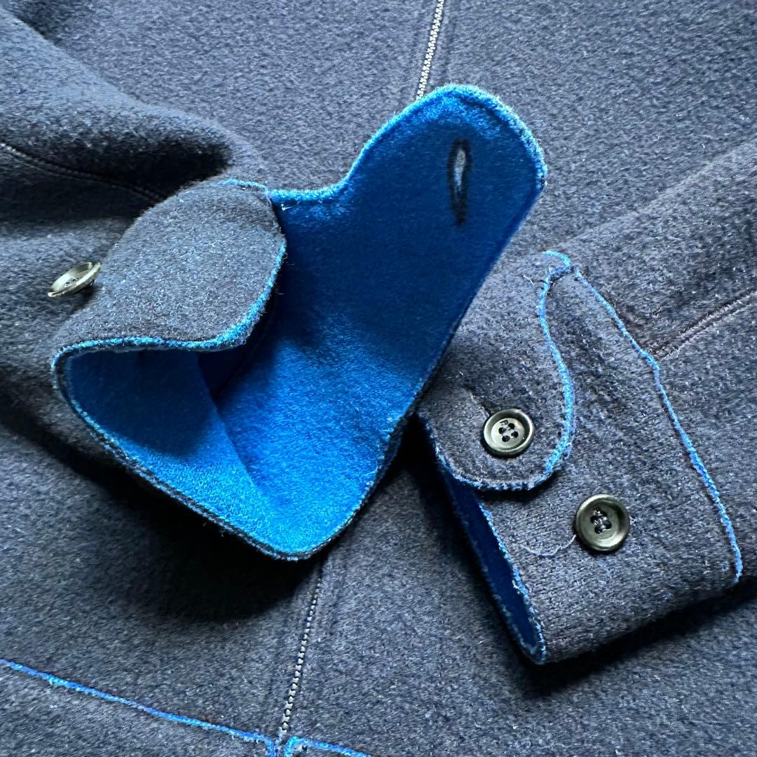 現行タグ✨45R 縮絨ウールジャケット ダブルジップアップブルゾン 秋冬 紺 2