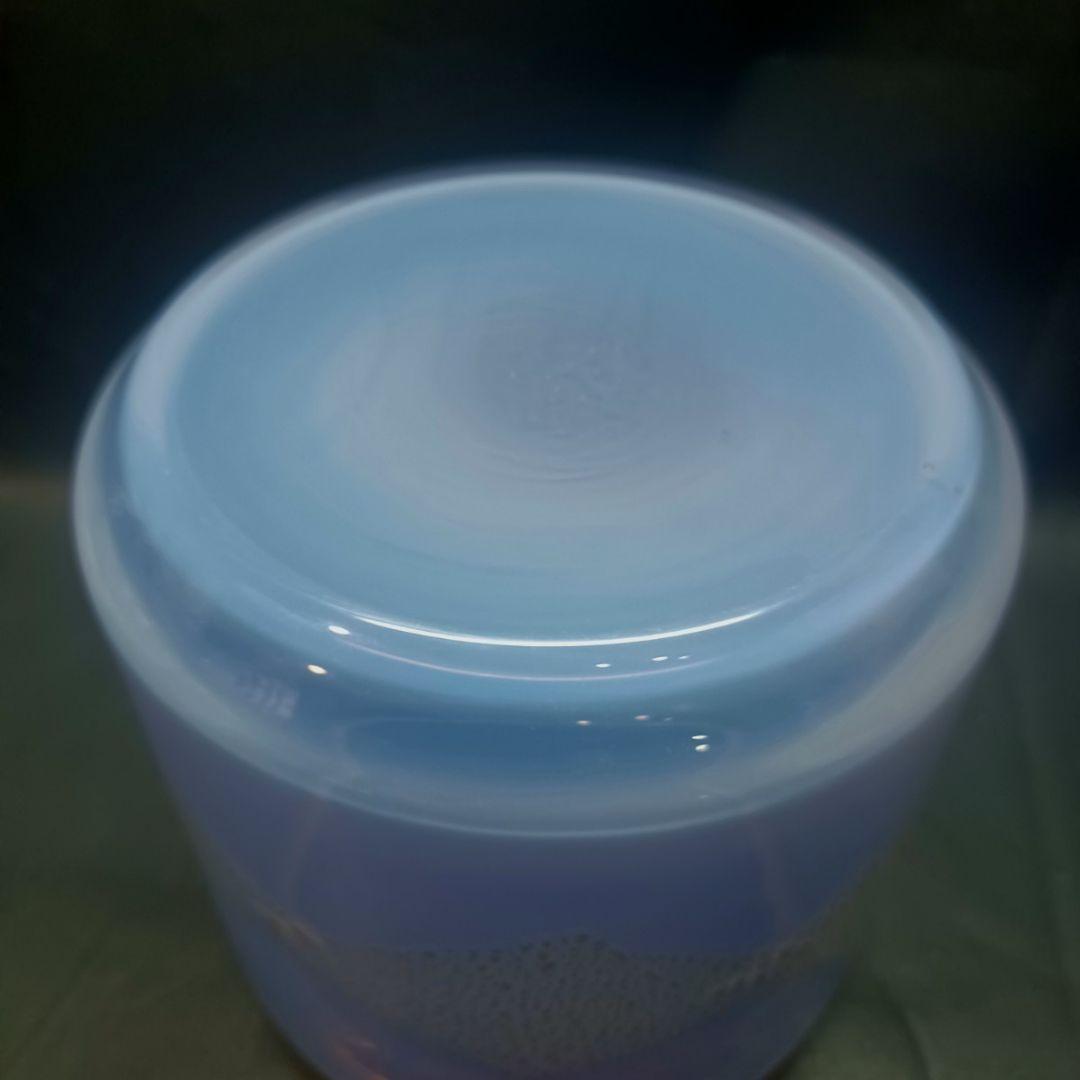 【茶道具】★乳白色 蓋付き ガラス 水指 ★ オパールセント オパルセント