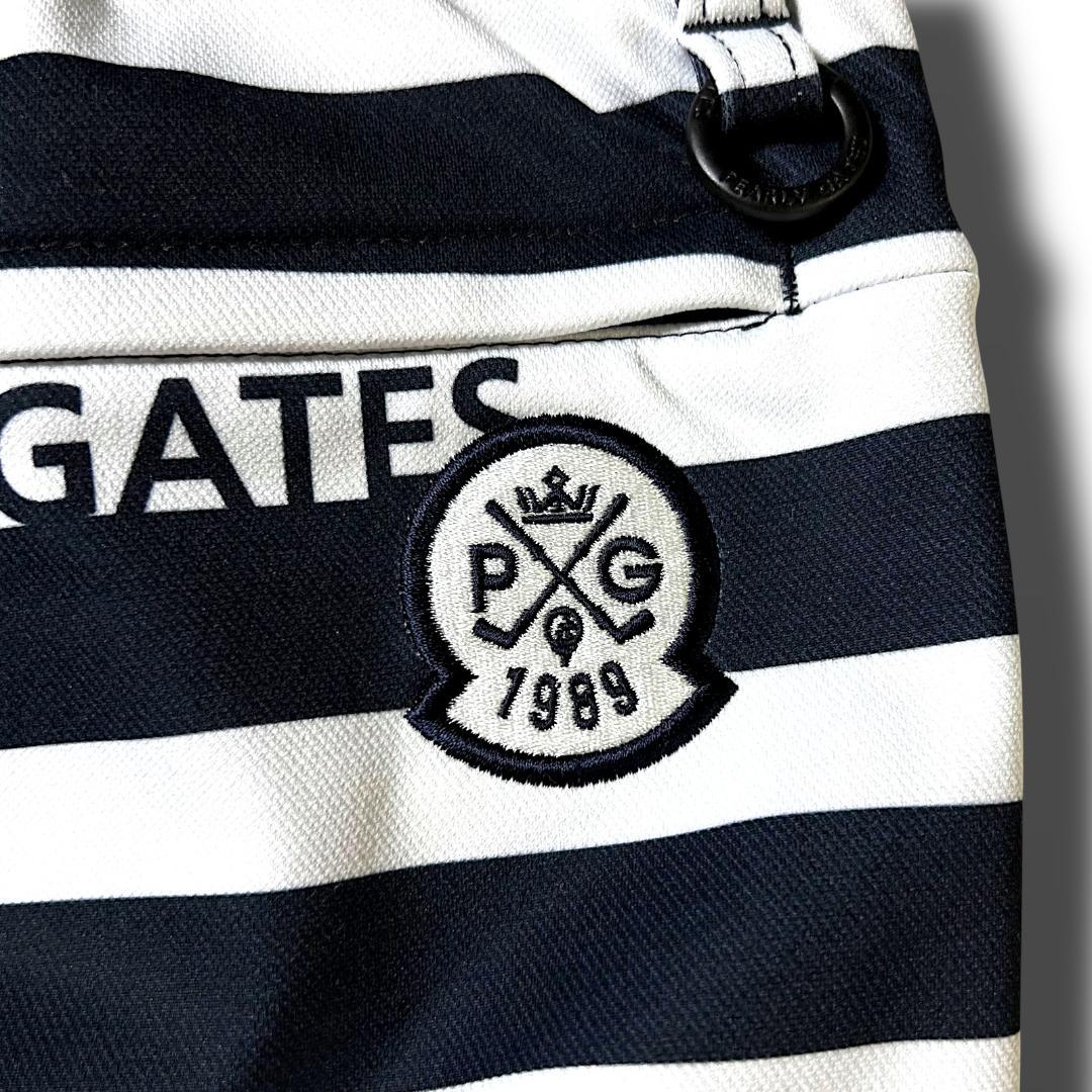 0 新品 パーリーゲイツ トリコット裏起毛 ビッグロゴボーダー ジョガーパンツ