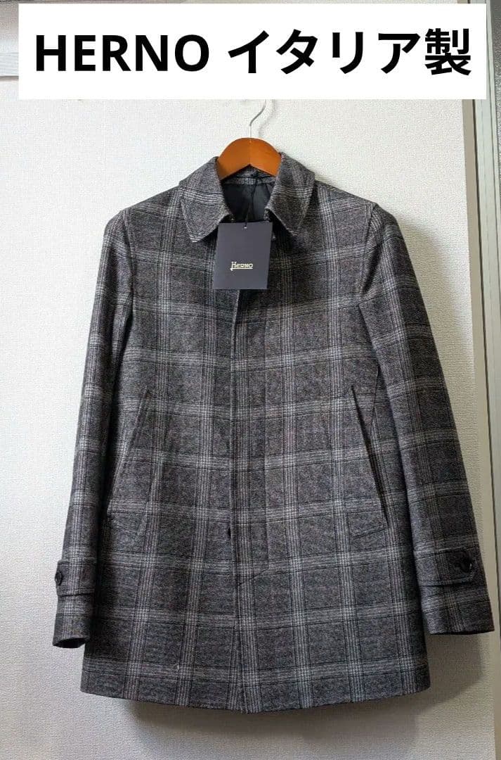 【HERNO】イタリア製 中綿 防寒 ステンカラーコート グレー