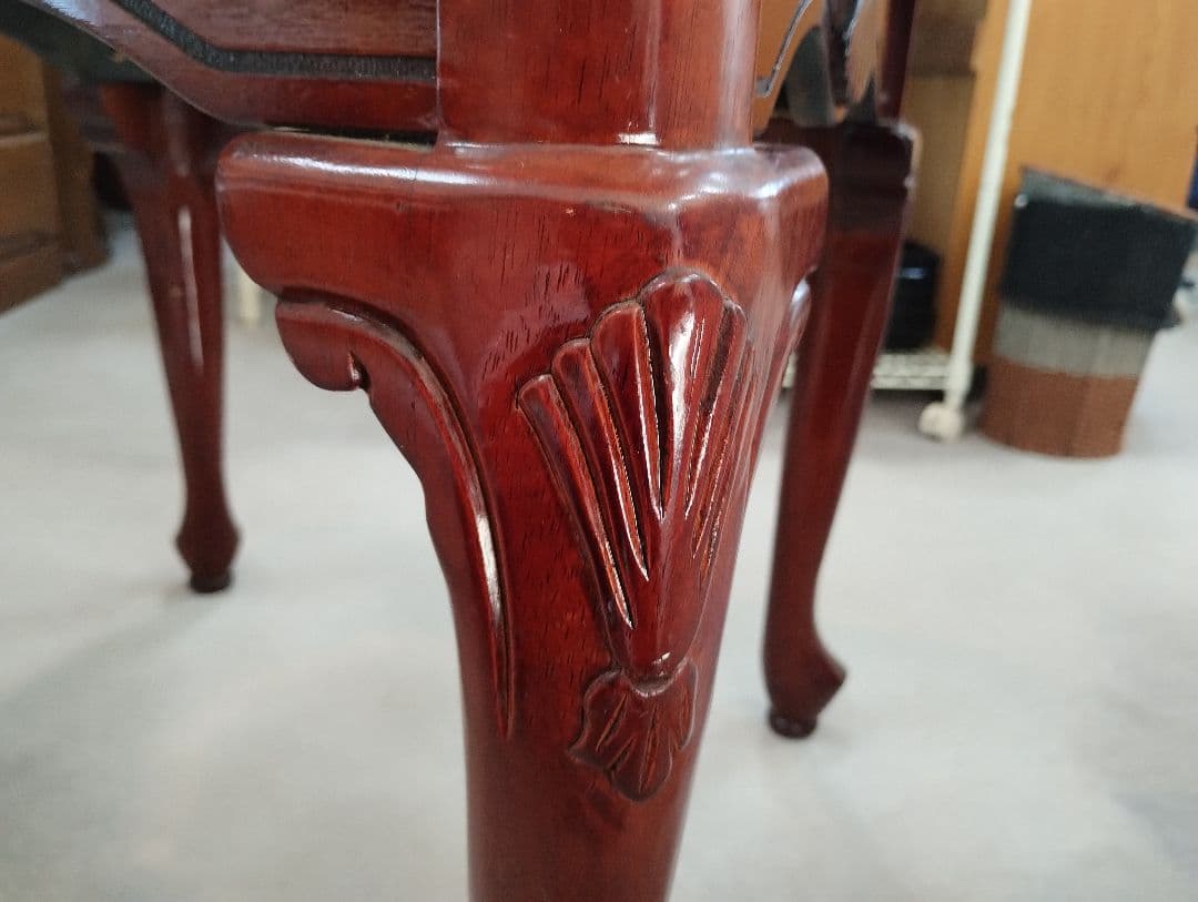 y　英国風ローテーブル　猫脚　ガラステーブル