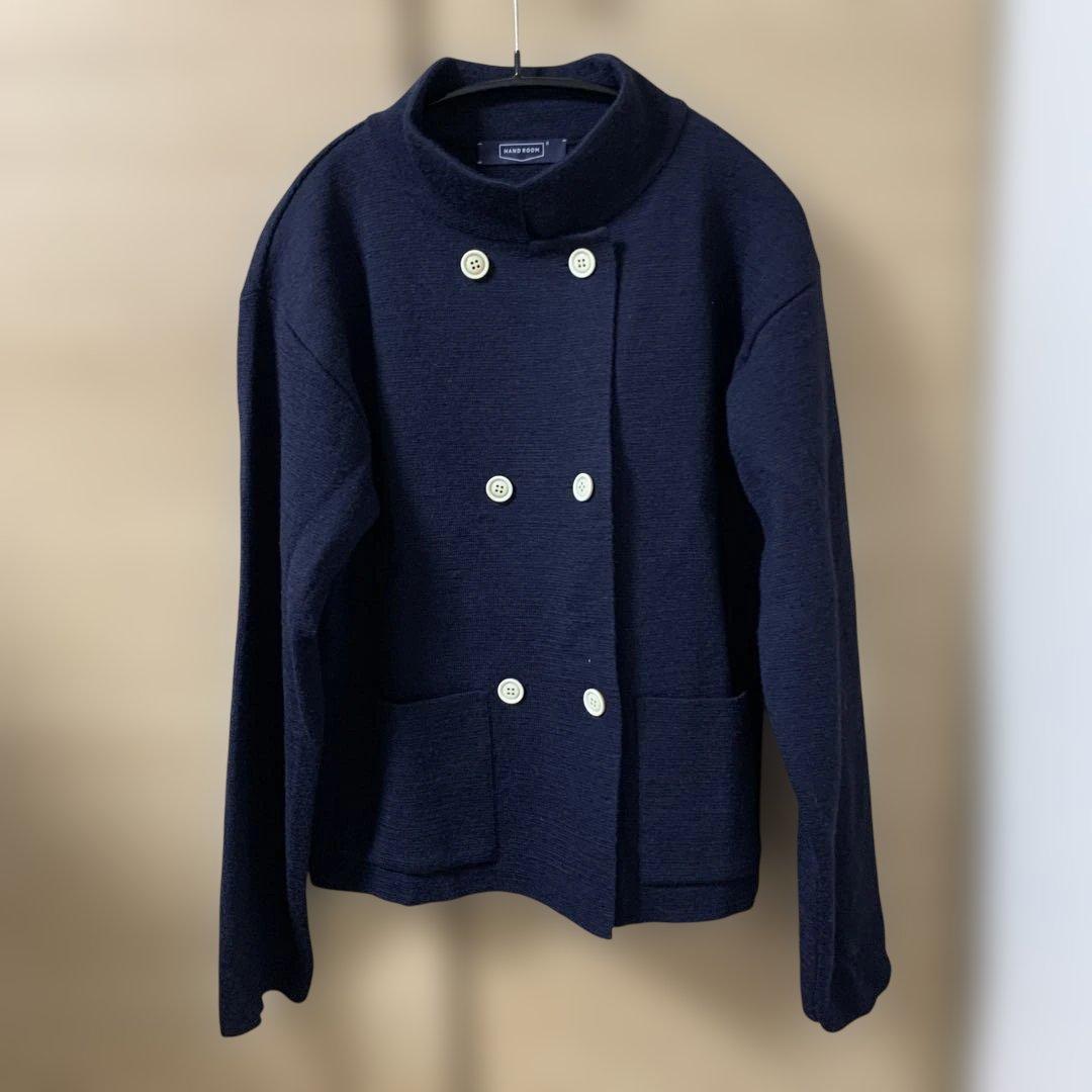 ハンドルーム　ニットジャケット　ネイビー