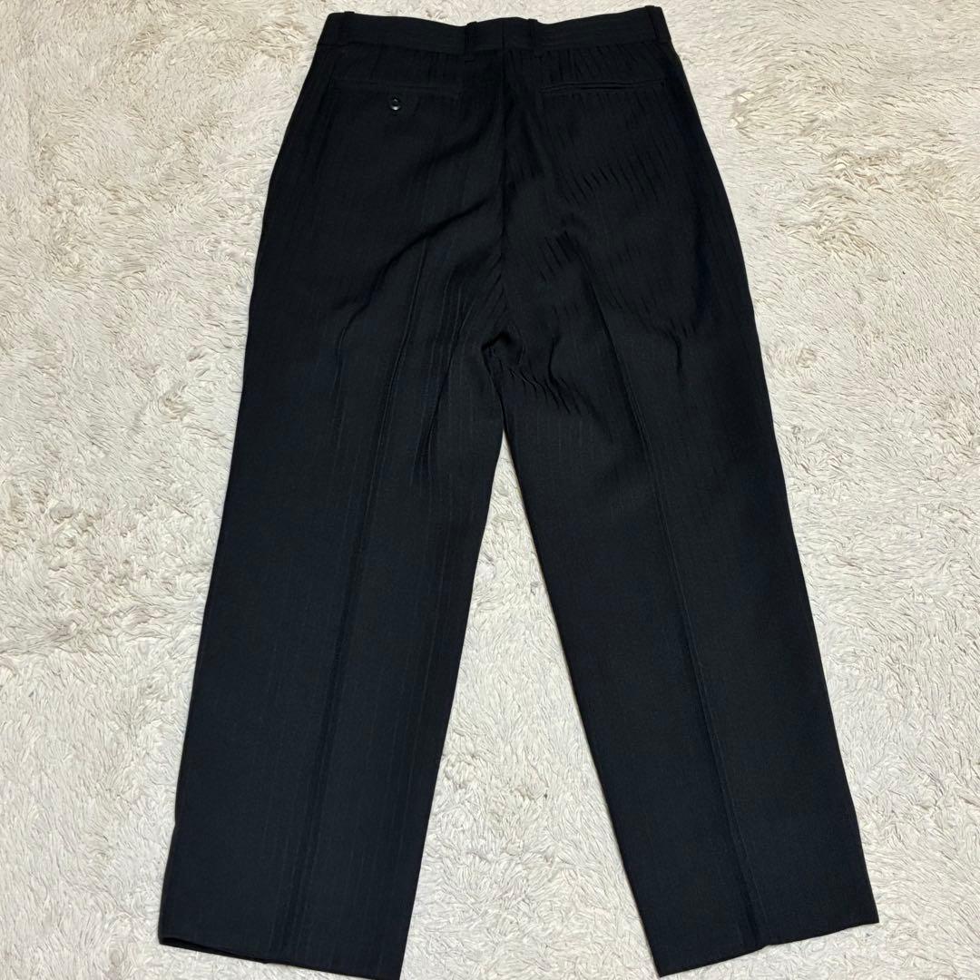 マオカラー 美品 ブラック 黒 シャドーストライプ ジャケット パンツ スーツ