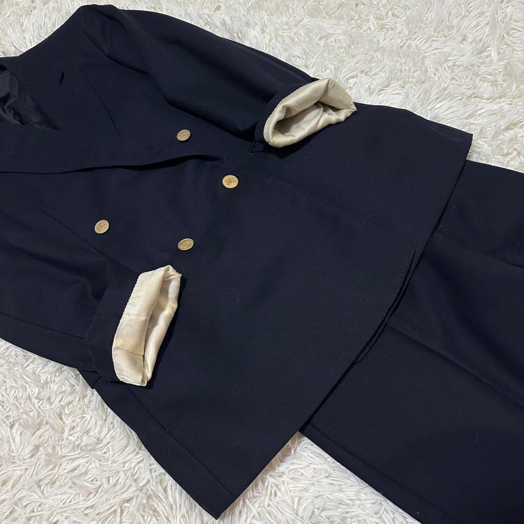 希少 バーバリーズ 金ボタン 紺ブレ ウール ダブルブレスト セットアップ 毛