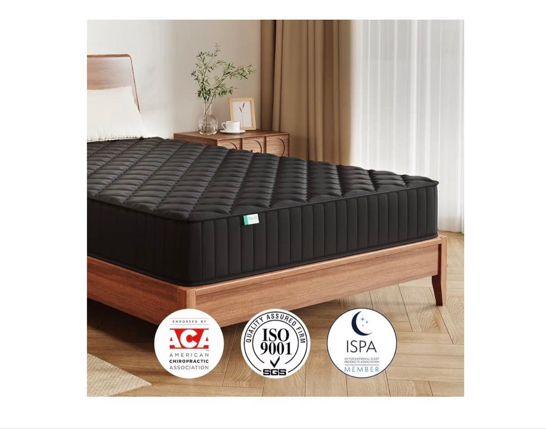 マットレス シングル 硬め 極厚20cm コイルマットレス ブラック