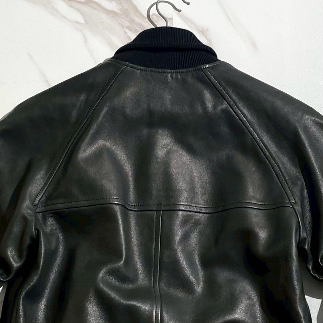 【極美品/カシミヤ100％】EMMETI エンメティ スタジャン ラムレザー 黒