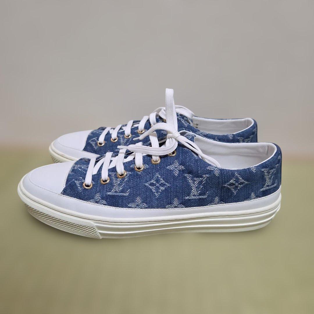 未使用近 ルイヴィトン デニムスニーカー 39 1/2 モノグラム 25cm