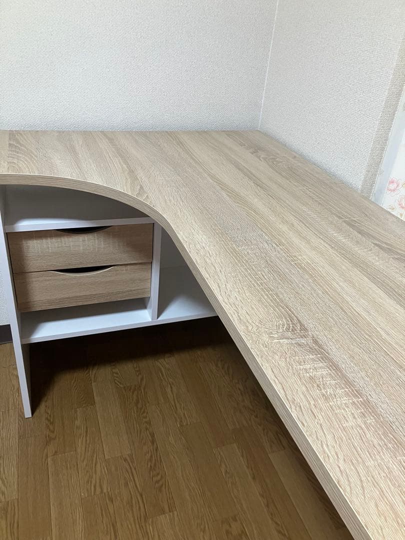 美品 LOWYAコーナーデスクL字下 収納付き引き出し【2/20-28に発送】