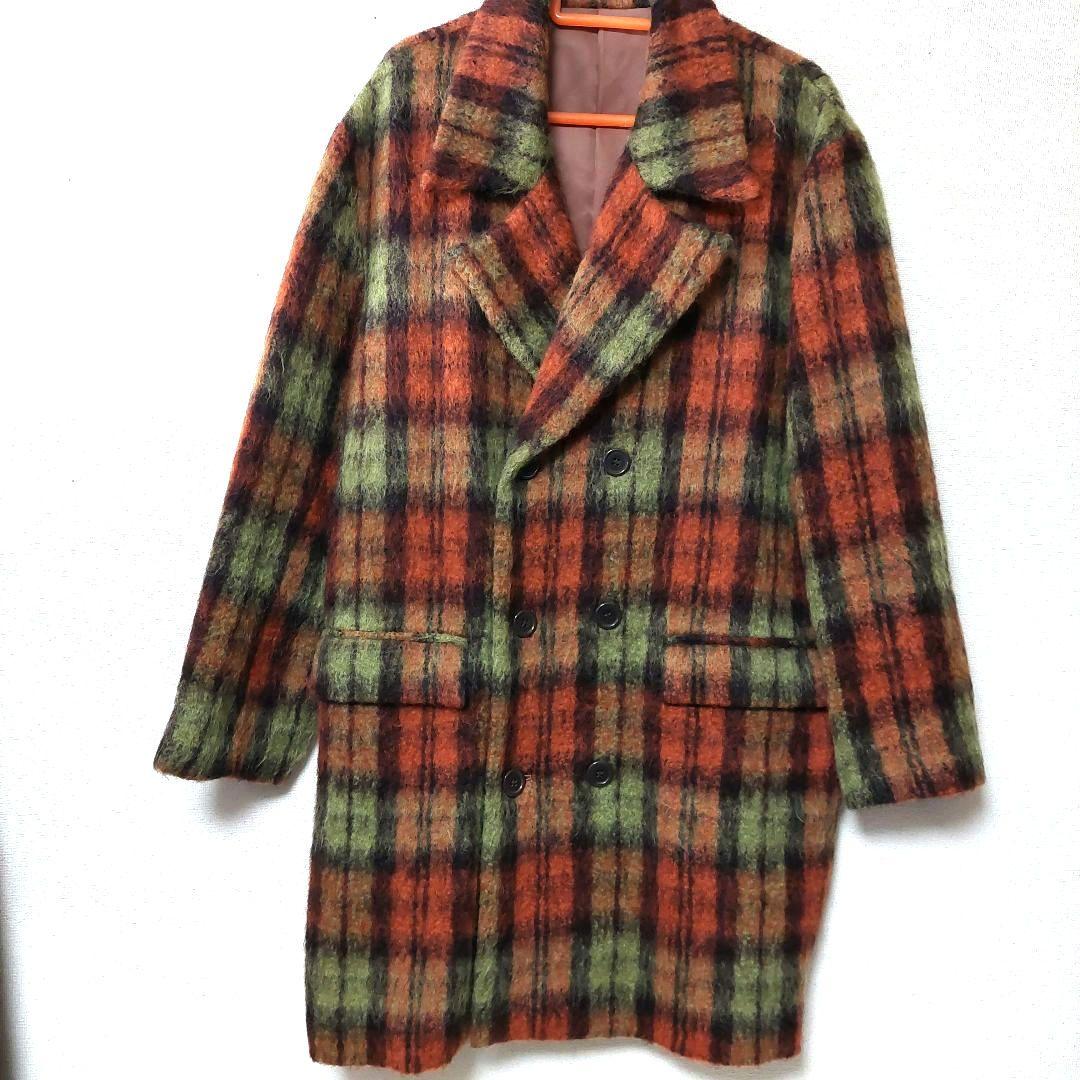 値下げ中❤️プルドゥ チェック柄　ダブルコート　ヴィンテージ　1990年代