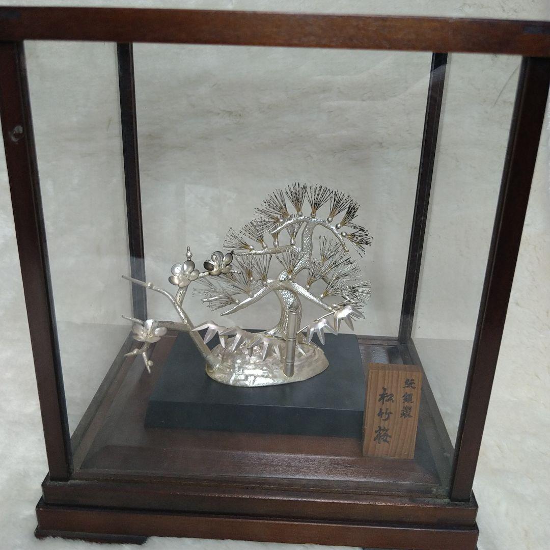 純銀製 松竹梅置物 開運