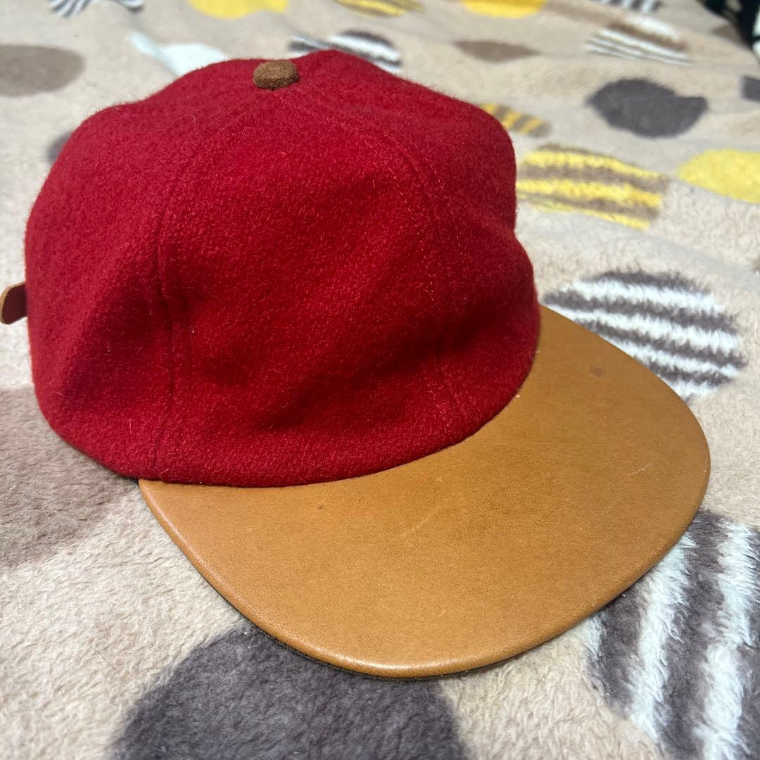 ビンテージCOACH ウール レザーキャップ