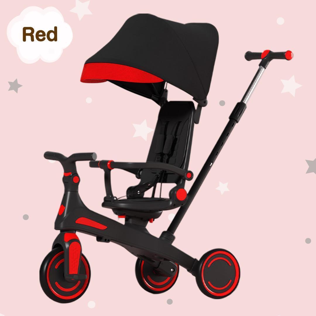 新品＊三輪車 手押し棒付き折りたたみ 7in1子供用 キッズバイク　 レッド