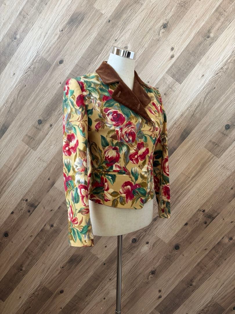 KENZO ケンゾー 日本製 ベロア 切替 花柄 総柄 テーラードジャケット