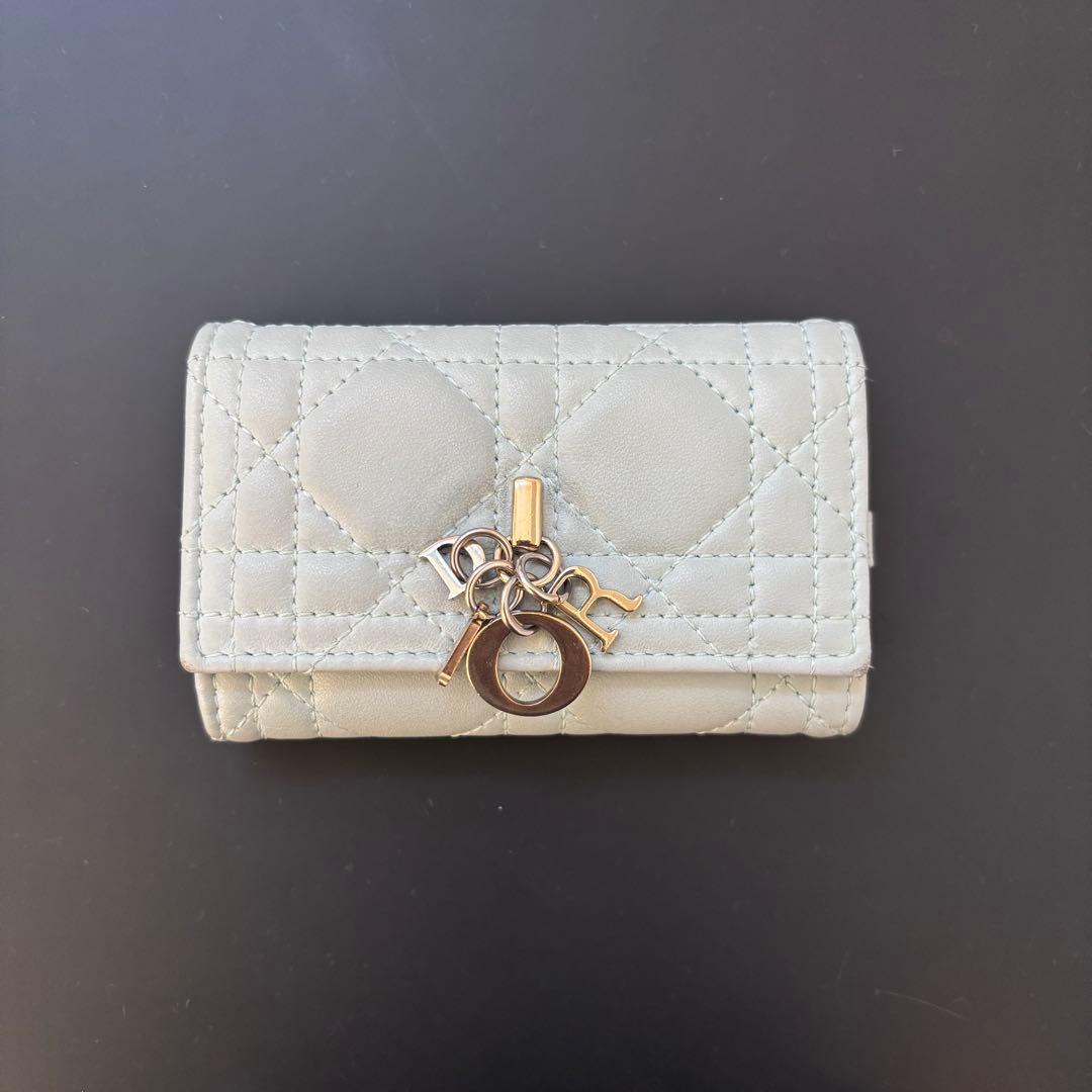 Dior キルティングレザーキーケース　ミントグリーン