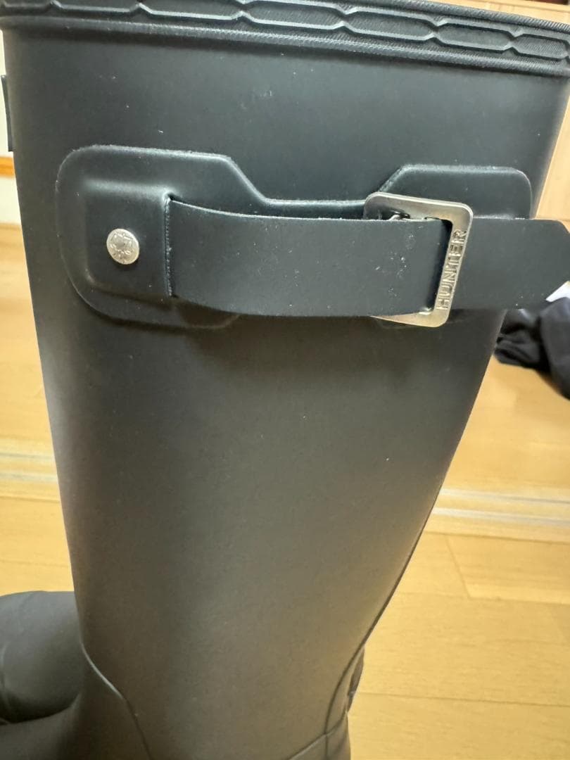 HUNTER ブラック ロングブーツ バックル付き