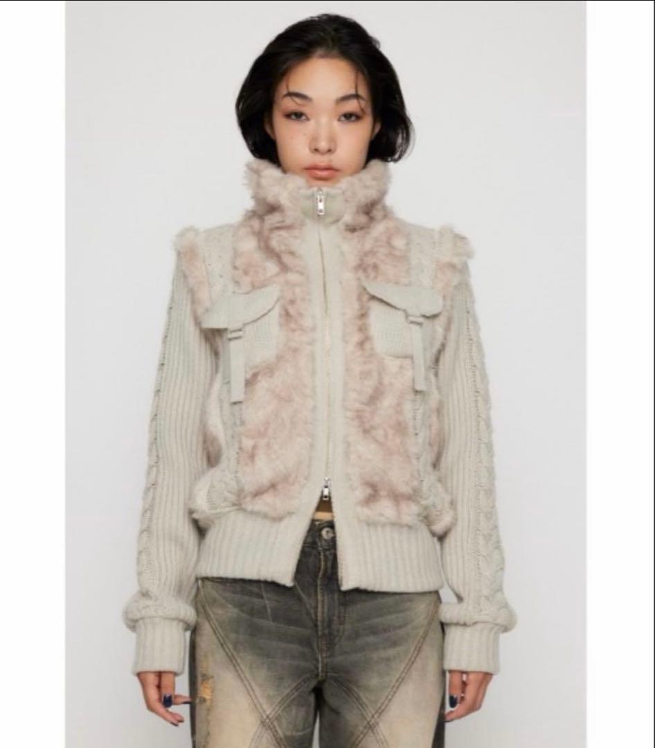 3日以内発送　LAGUAGEM CABLE KNIT FAUX FUR