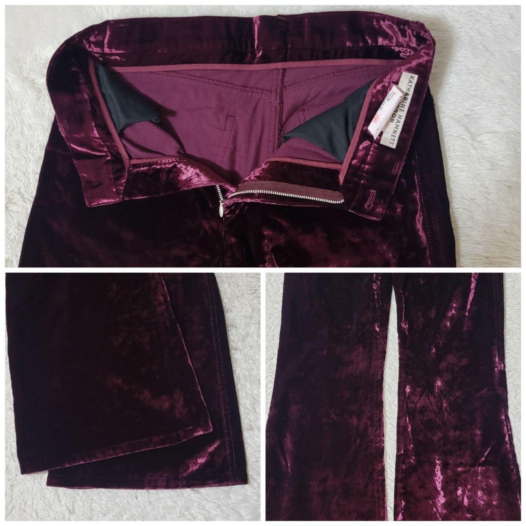 美品✨　キャサリンハムネット　ベロア　セットアップ　フレアパンツ　ボルドー　M